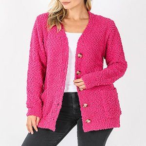 Long Sleeve Popcorn Button Down Cardigan